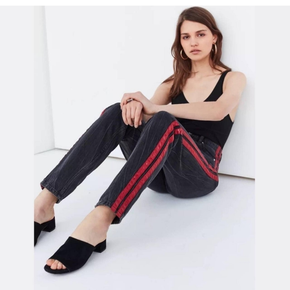 Forever 21 black jeans with red velvet